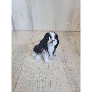 Shih Tzu dog Faux fur pet ornament Xmas black white